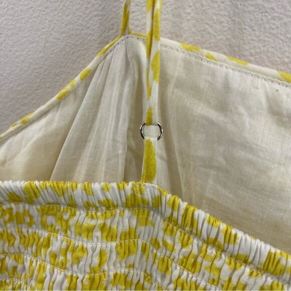 Du Paradis Yellow Animal Print Cotton Voile Midi Sundress XS Fit Flare Summer - Picture 10 of 11